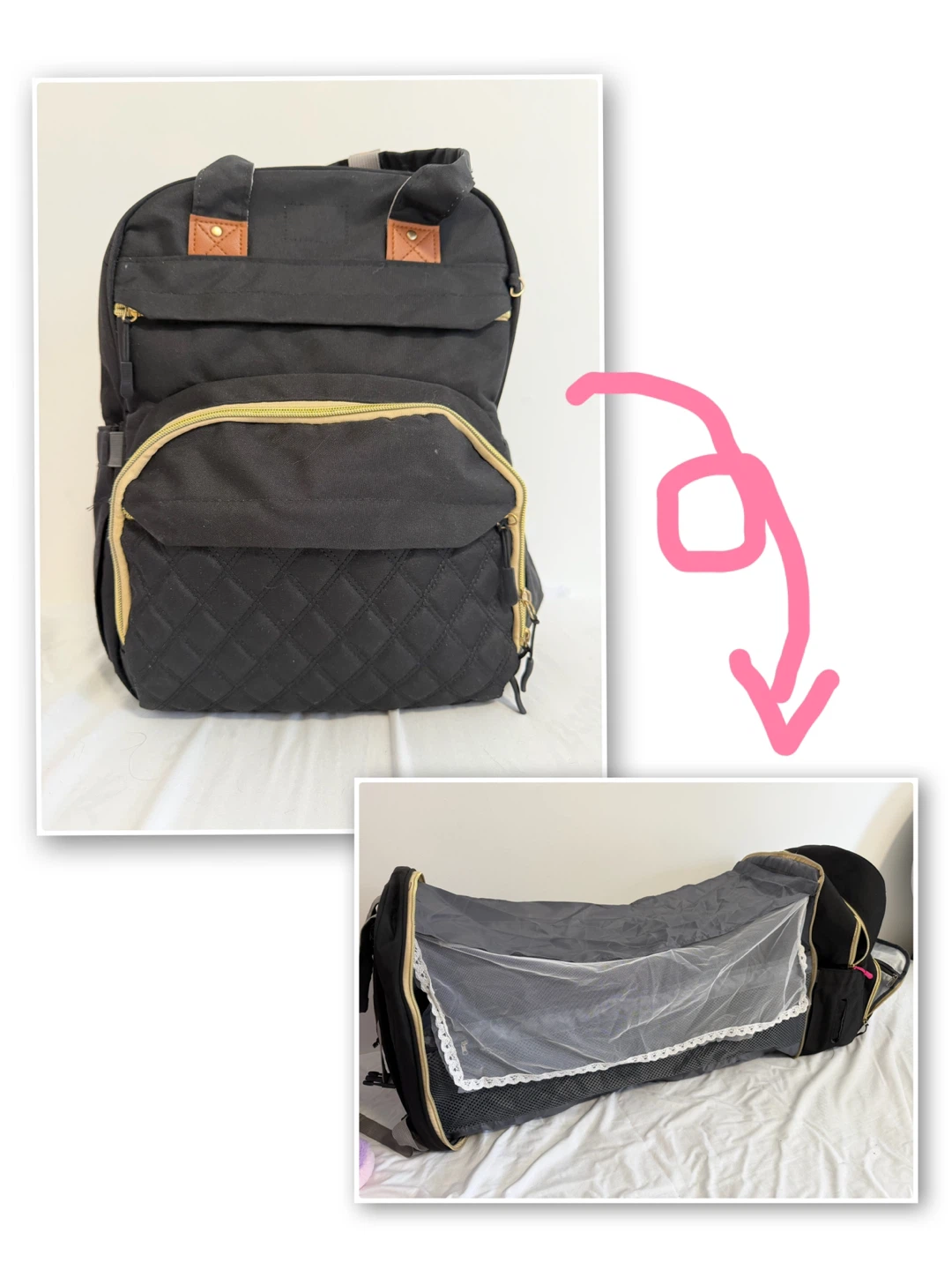 Multifunctional Travel Diaper Baby Backpack with Baby Cot