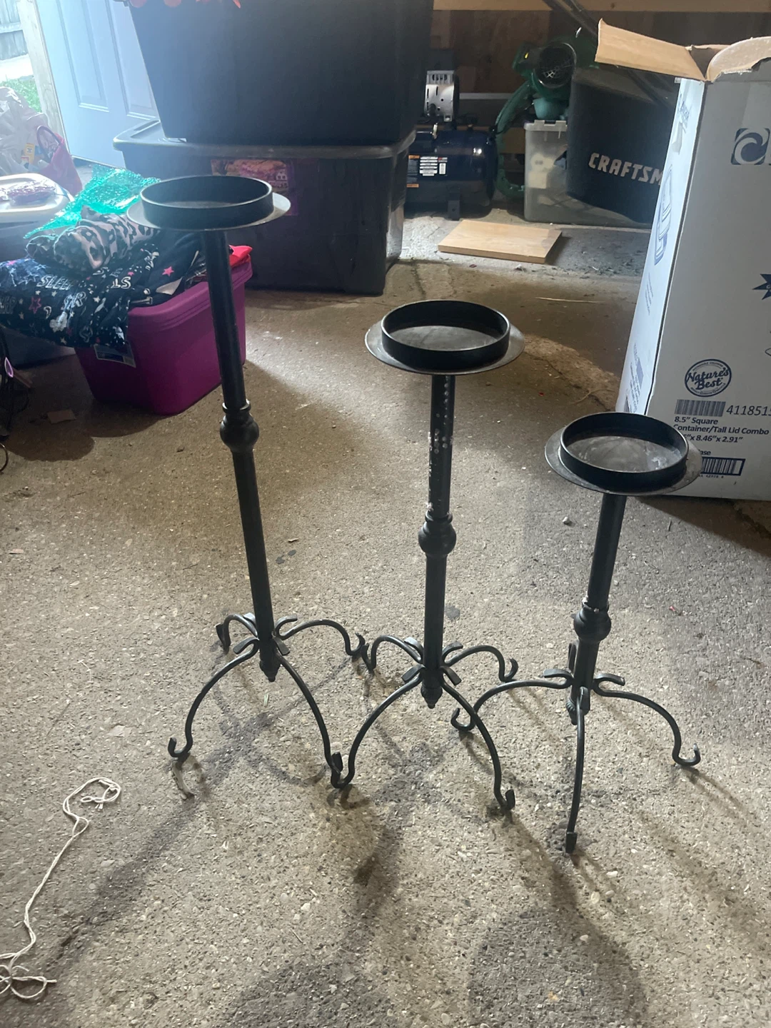 Set of 3 Black Metal Candle Holders