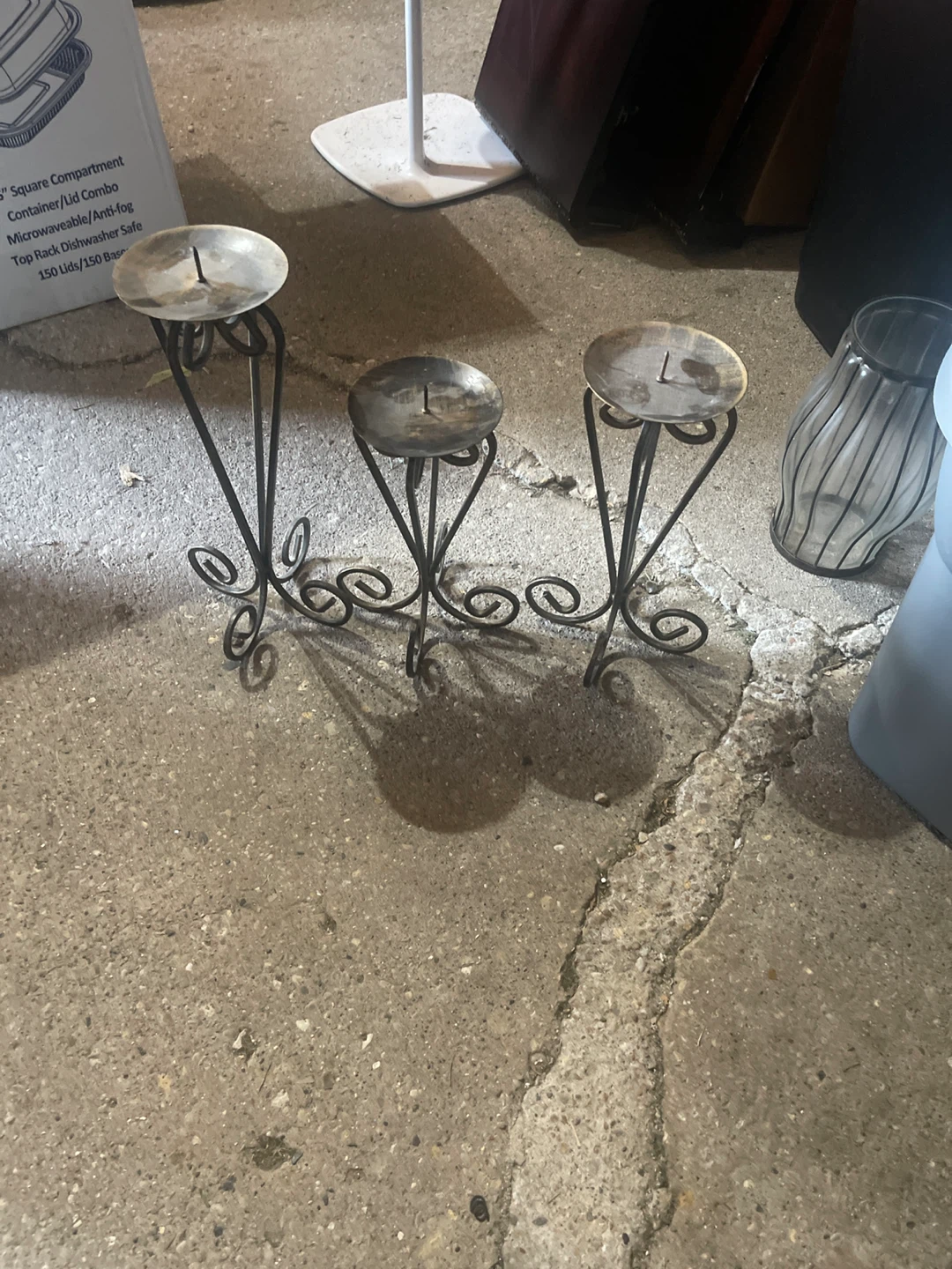 Set of 3 Black Metal Taper Candle Holders