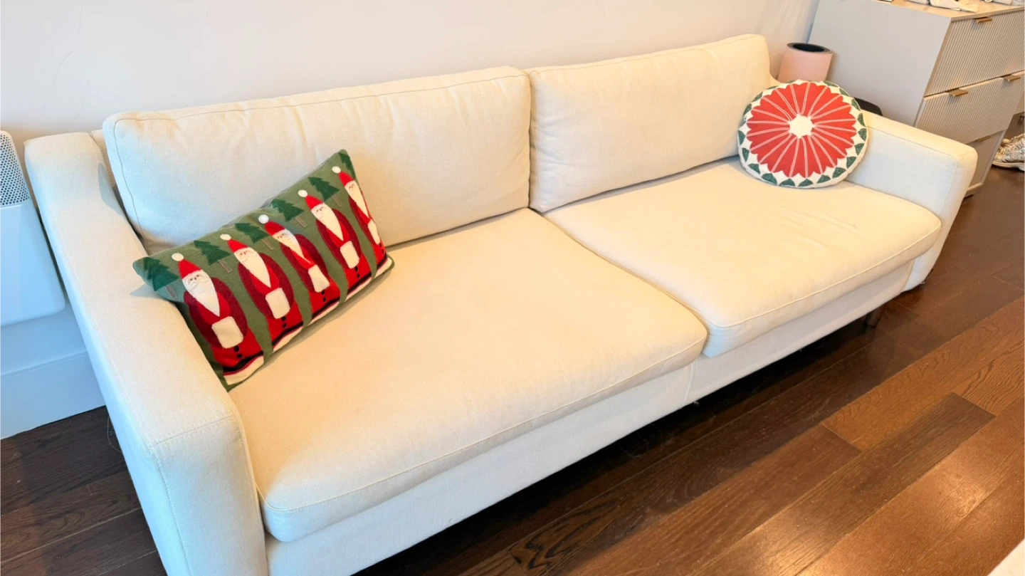 Cream Upholstered Sofa — Modern — Excellent Condition - photo 3