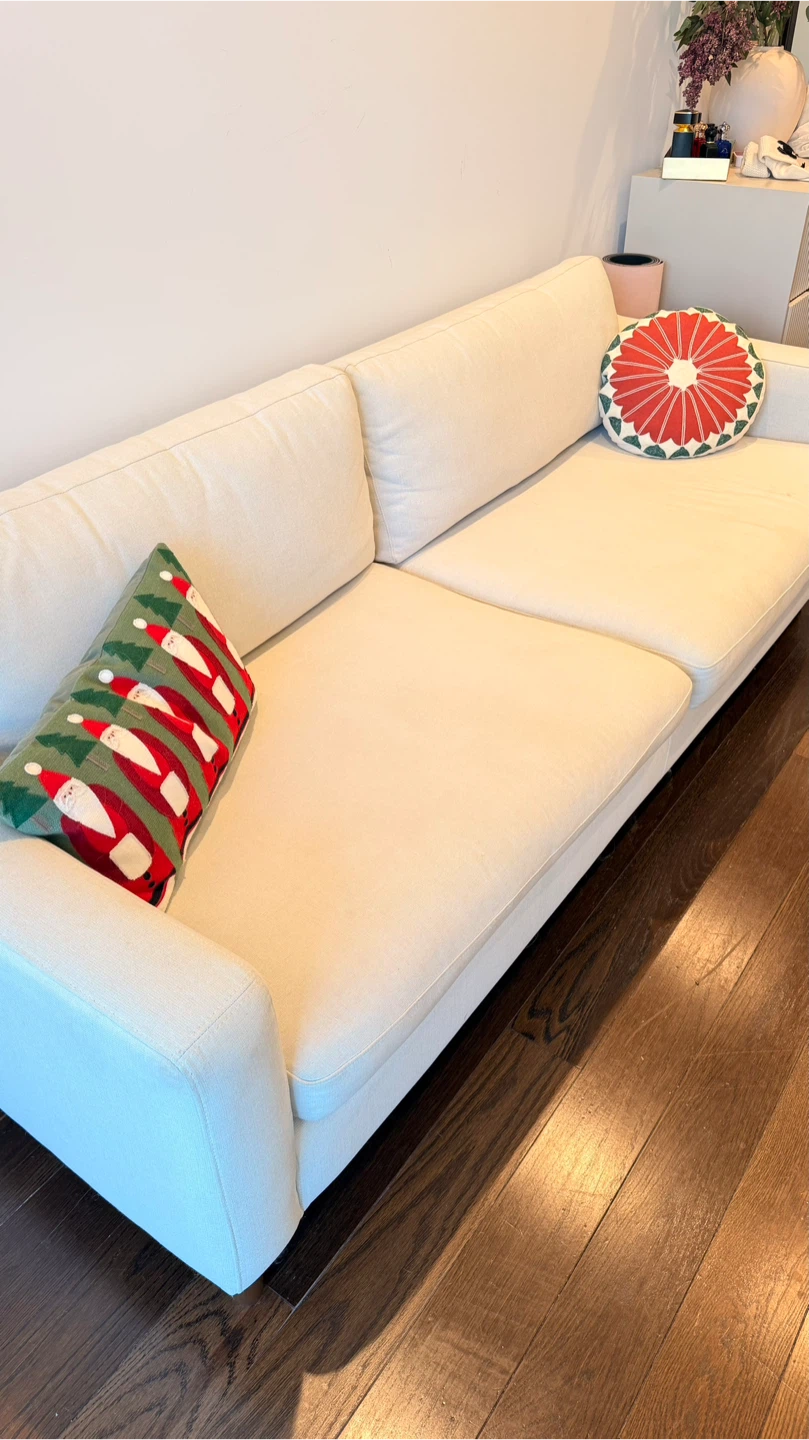 Cream Upholstered Sofa — Modern — Excellent Condition