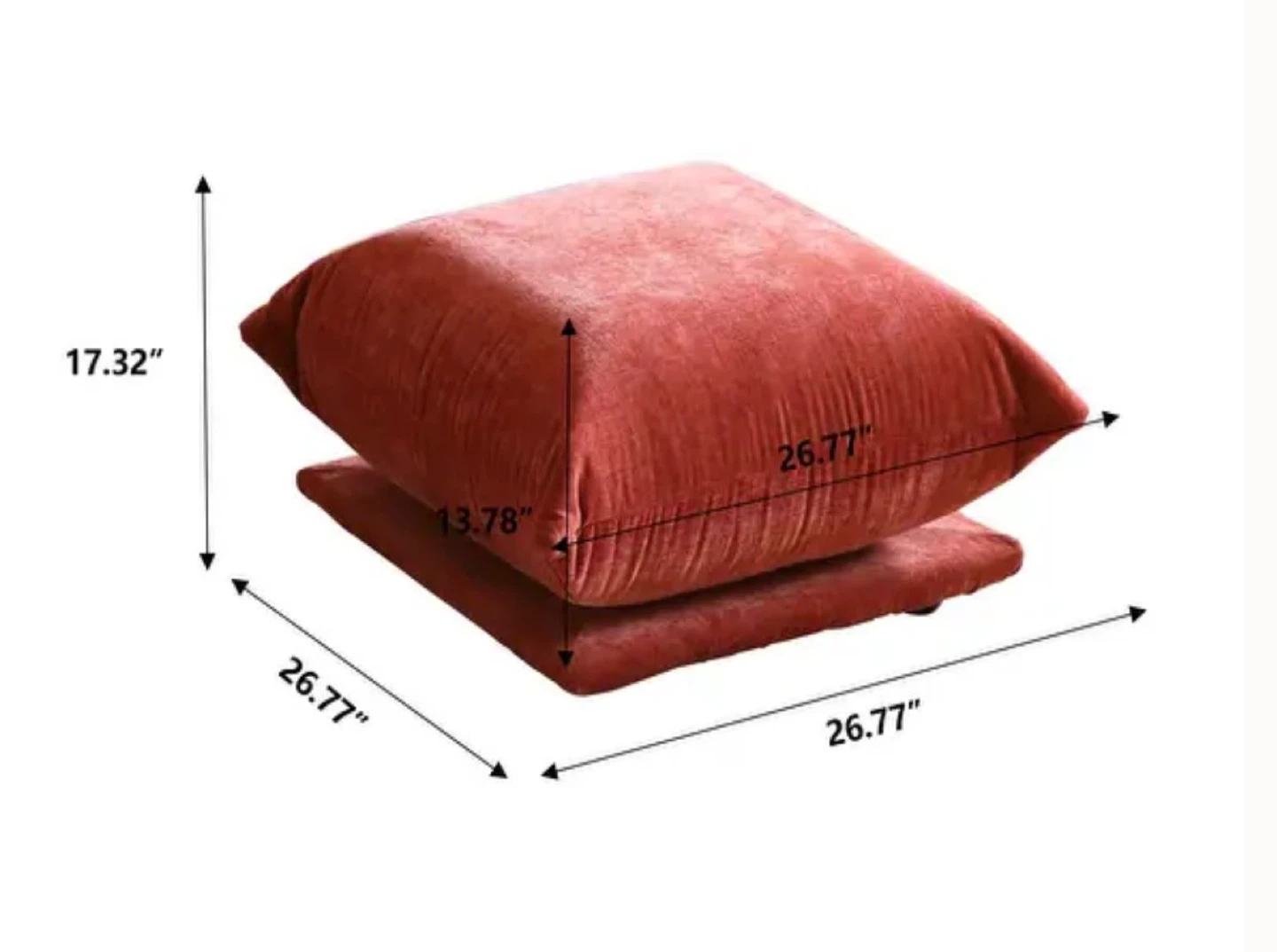 Large Square Velvet Floor Pouf Ottoman - photo 4