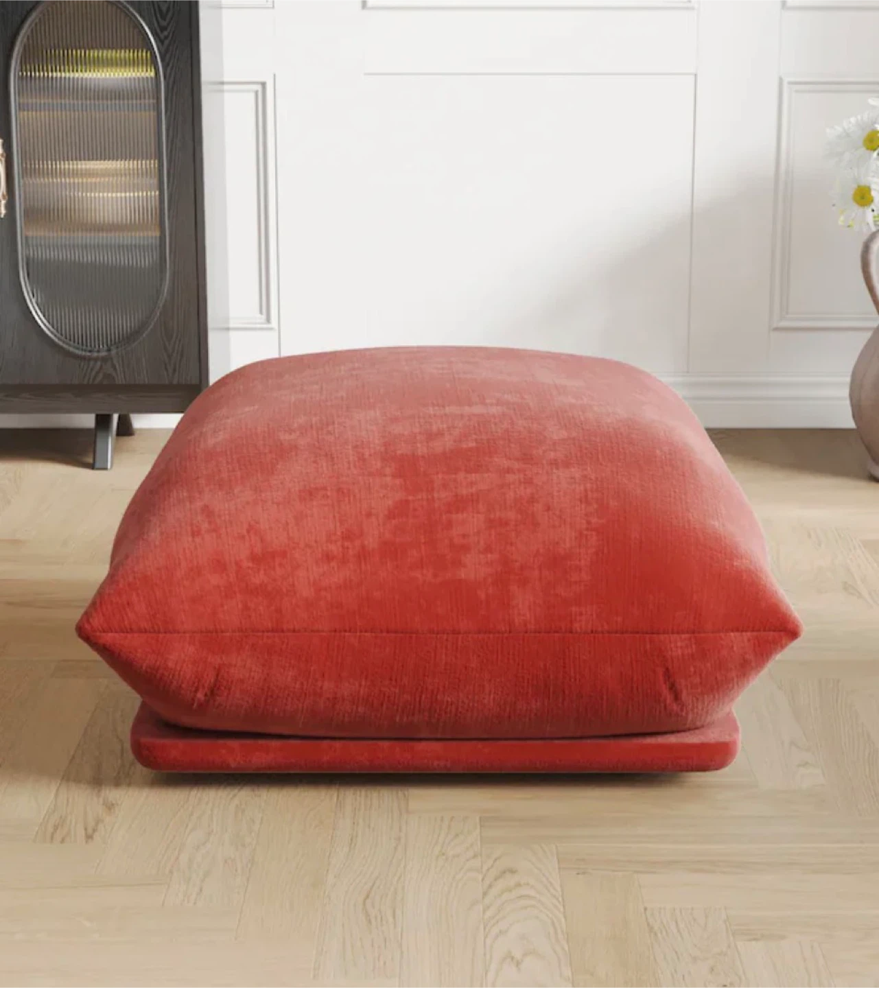 Large Square Velvet Floor Pouf Ottoman - photo 2