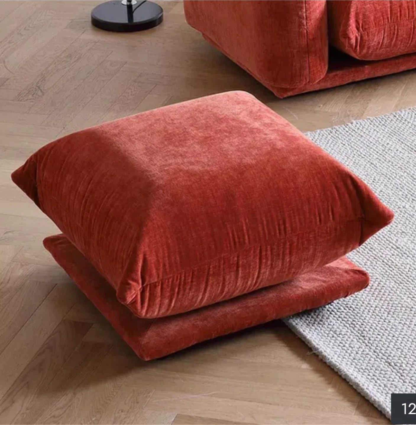 Large Square Velvet Floor Pouf Ottoman - photo 3
