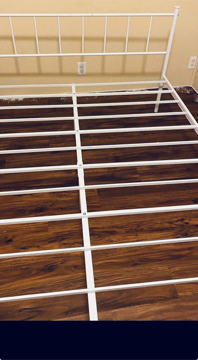 White Metal King Size Bed Frame - photo 3