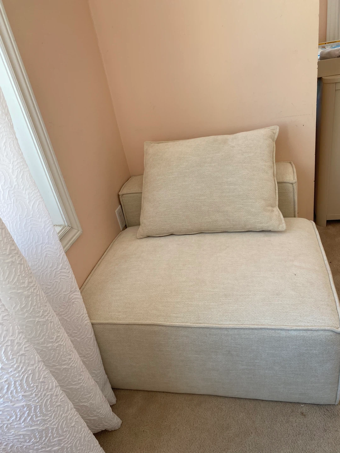 Beige Upholstered Chaise Lounge Chair with Storage - photo 2