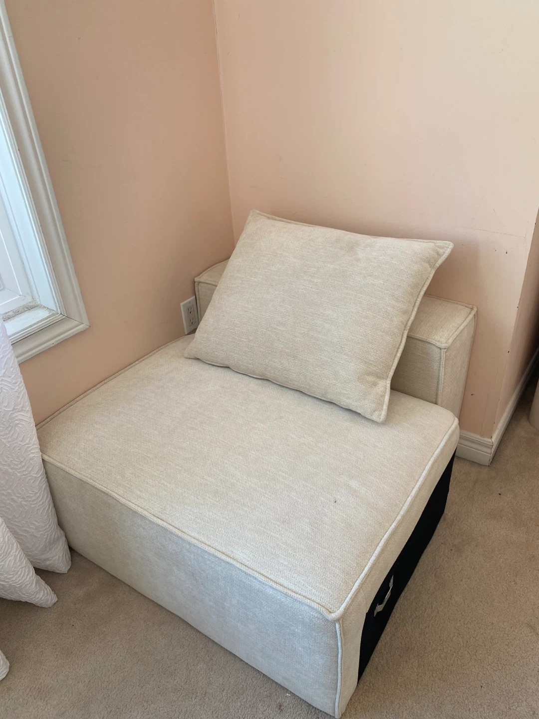 Beige Upholstered Chaise Lounge Chair with Storage - photo 4