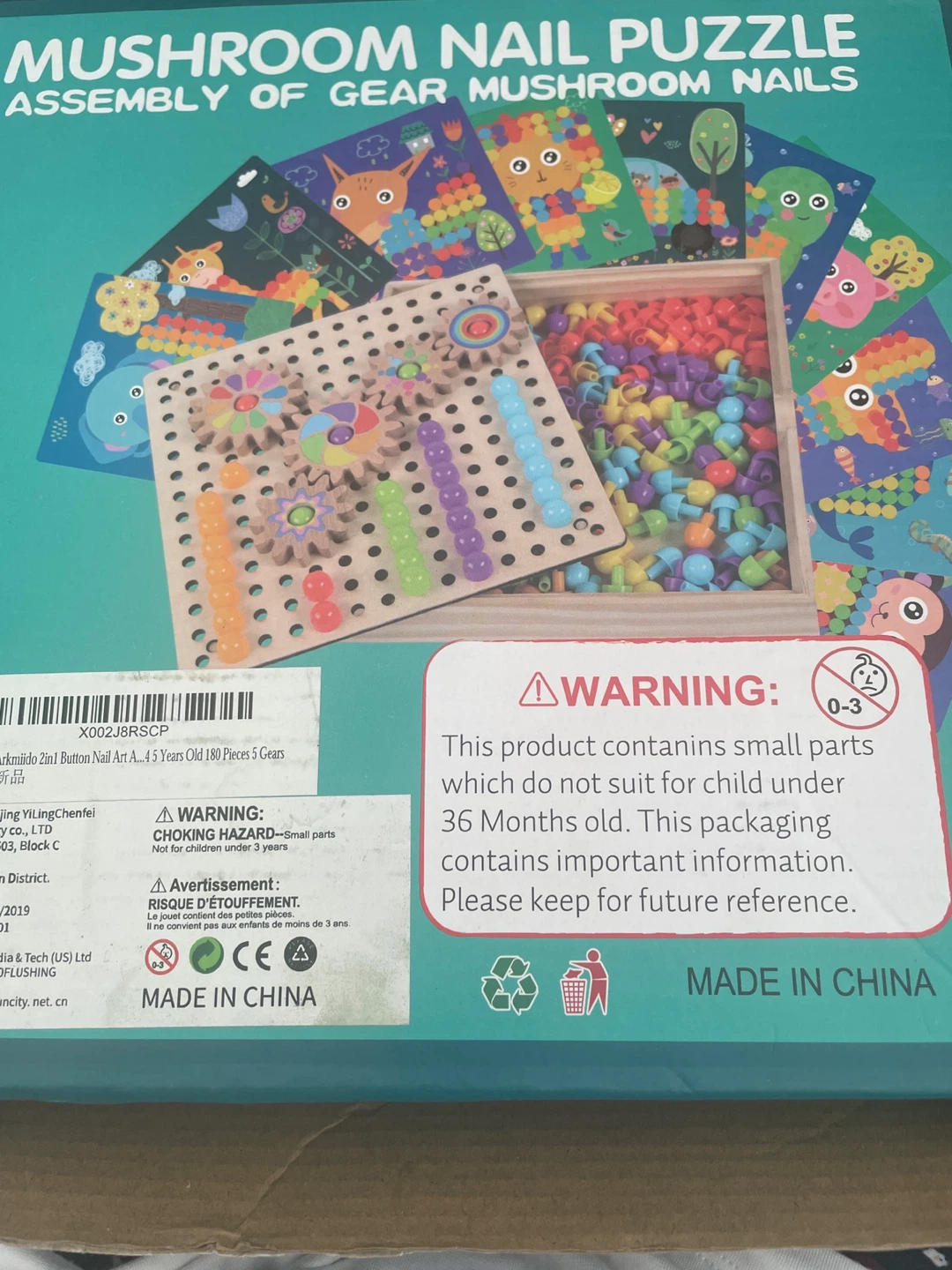 Mushroom Nail Puzzle with Gears - 180 Pieces