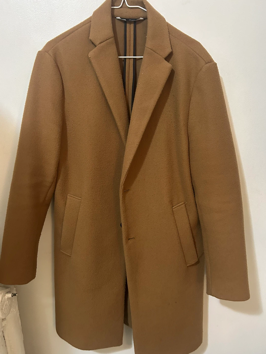 ZARA Men's Camel Wool Blend Overcoat - photo 3