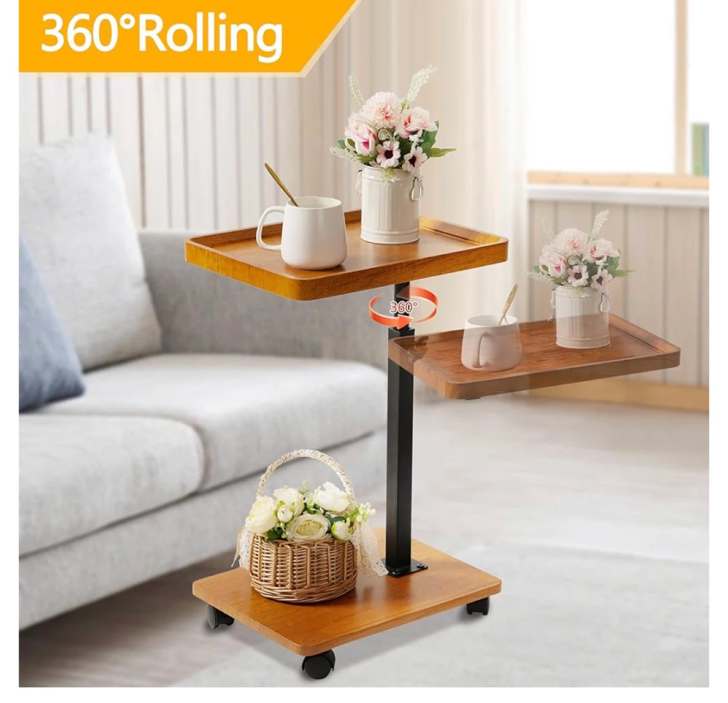 Adjustable Rolling Tray Table - photo 3