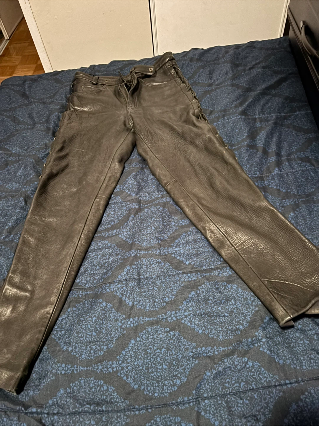 Black Leather Pants with Side Laces - photo 2