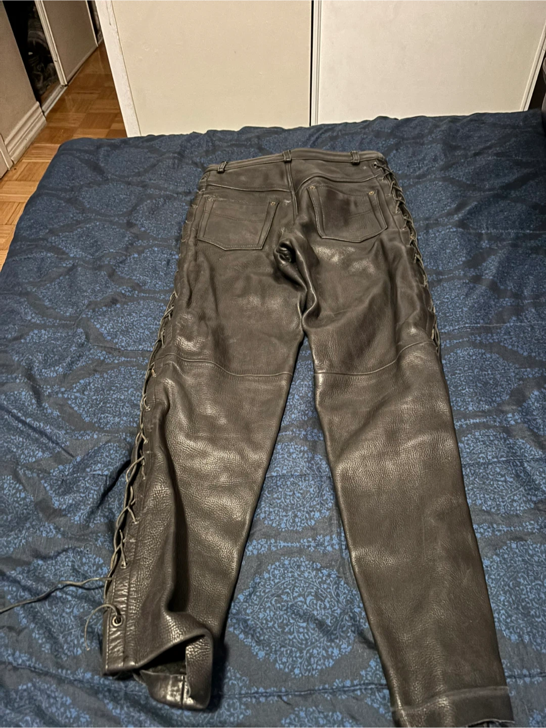 Black Leather Pants with Side Laces - photo 3