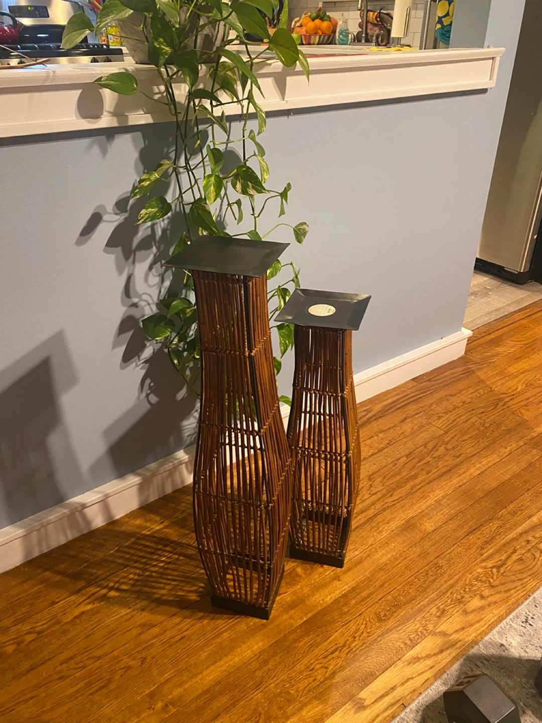 Set of 2 Woven Lanterns/Candle holders