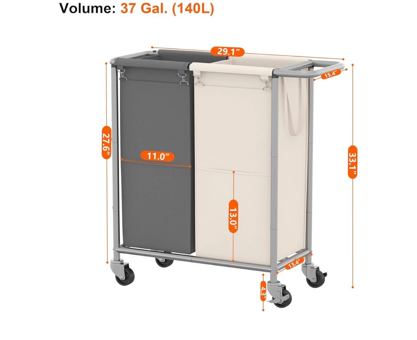 Dual Laundry Hamper with Wheels - photo 2