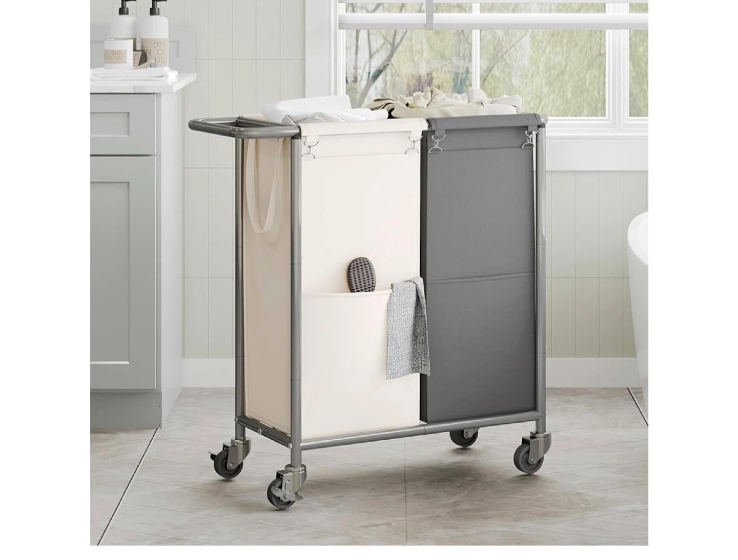Dual Laundry Hamper with Wheels - photo 3