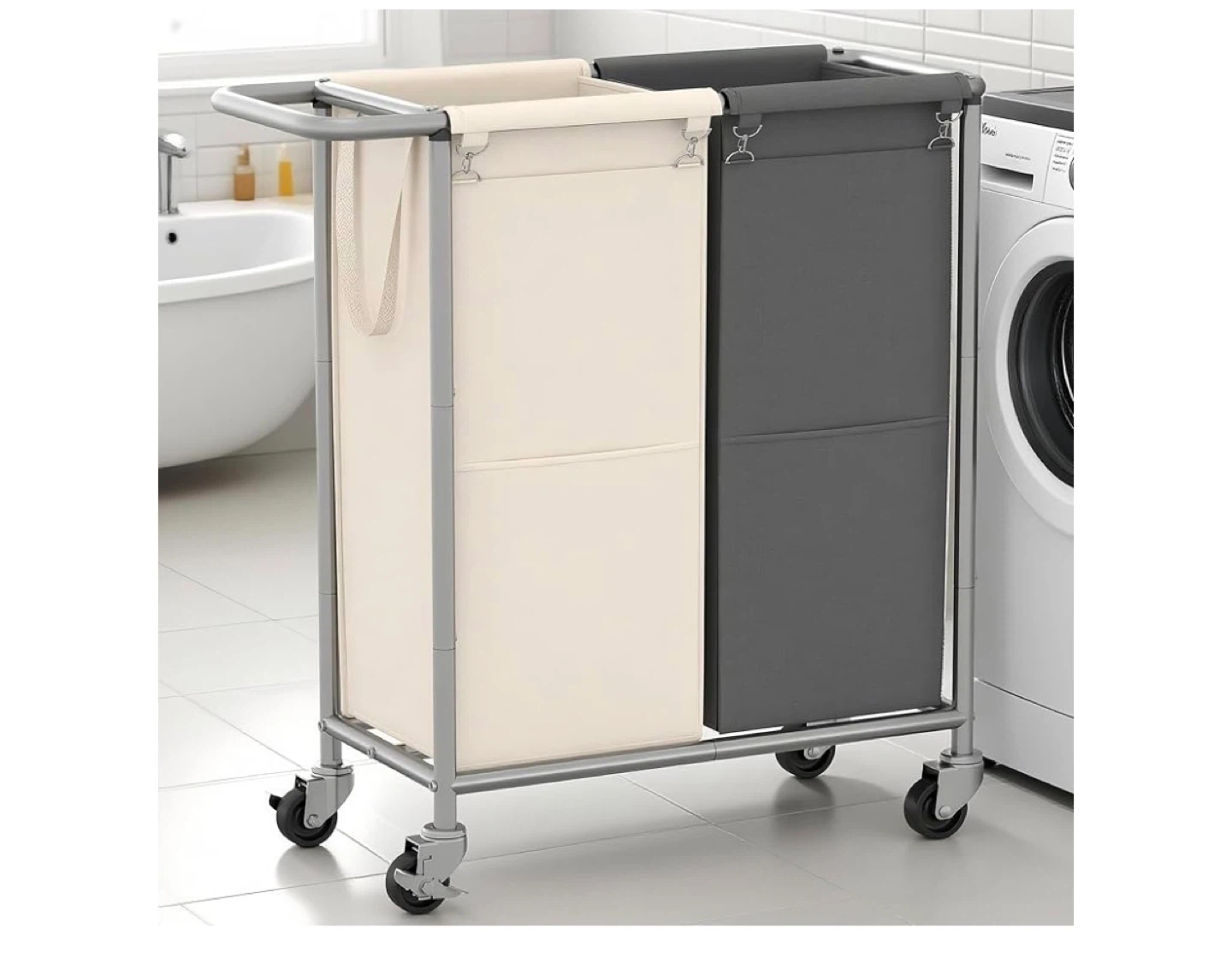 Dual Laundry Hamper with Wheels