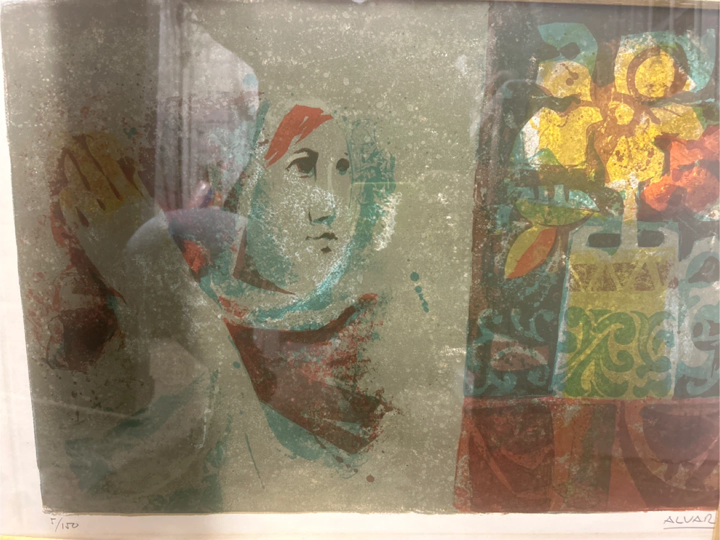 Framed Print "The Woman with the Yellow Flowers" by Alvar