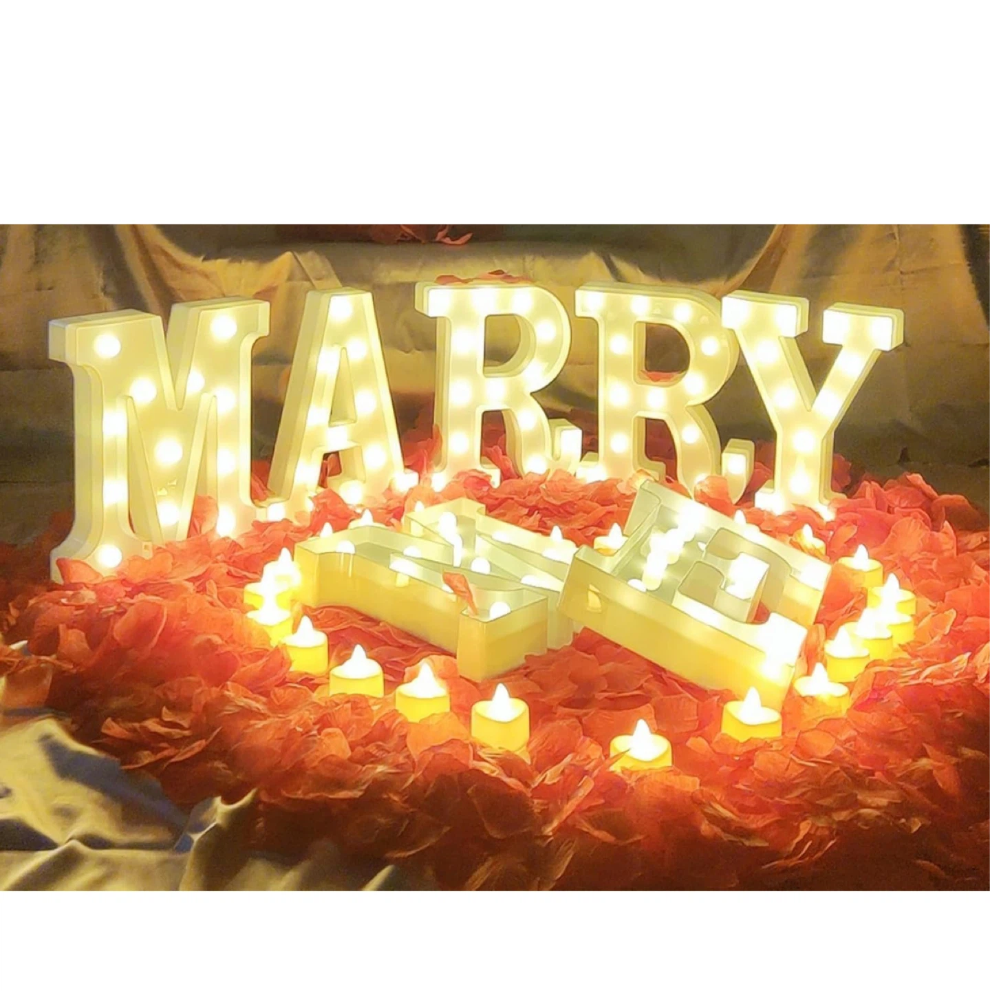 Marry Me Proposal White Marquee Letter Light Up Sign