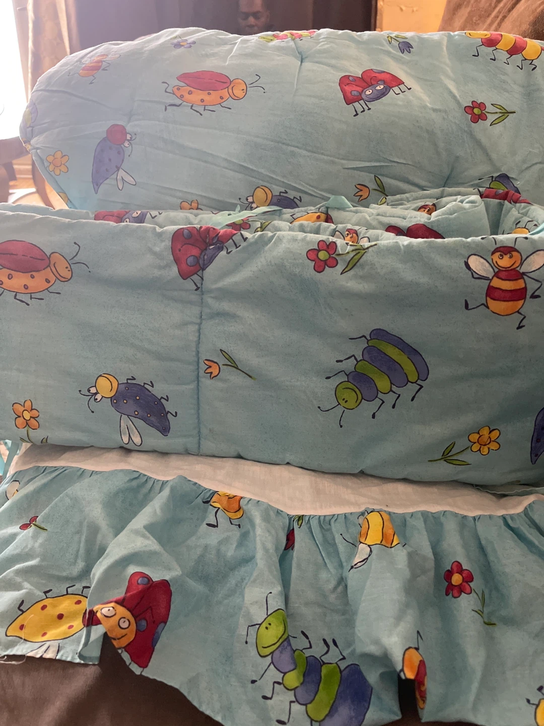 Baby Crib Bumper with Ladybug and Bee Print