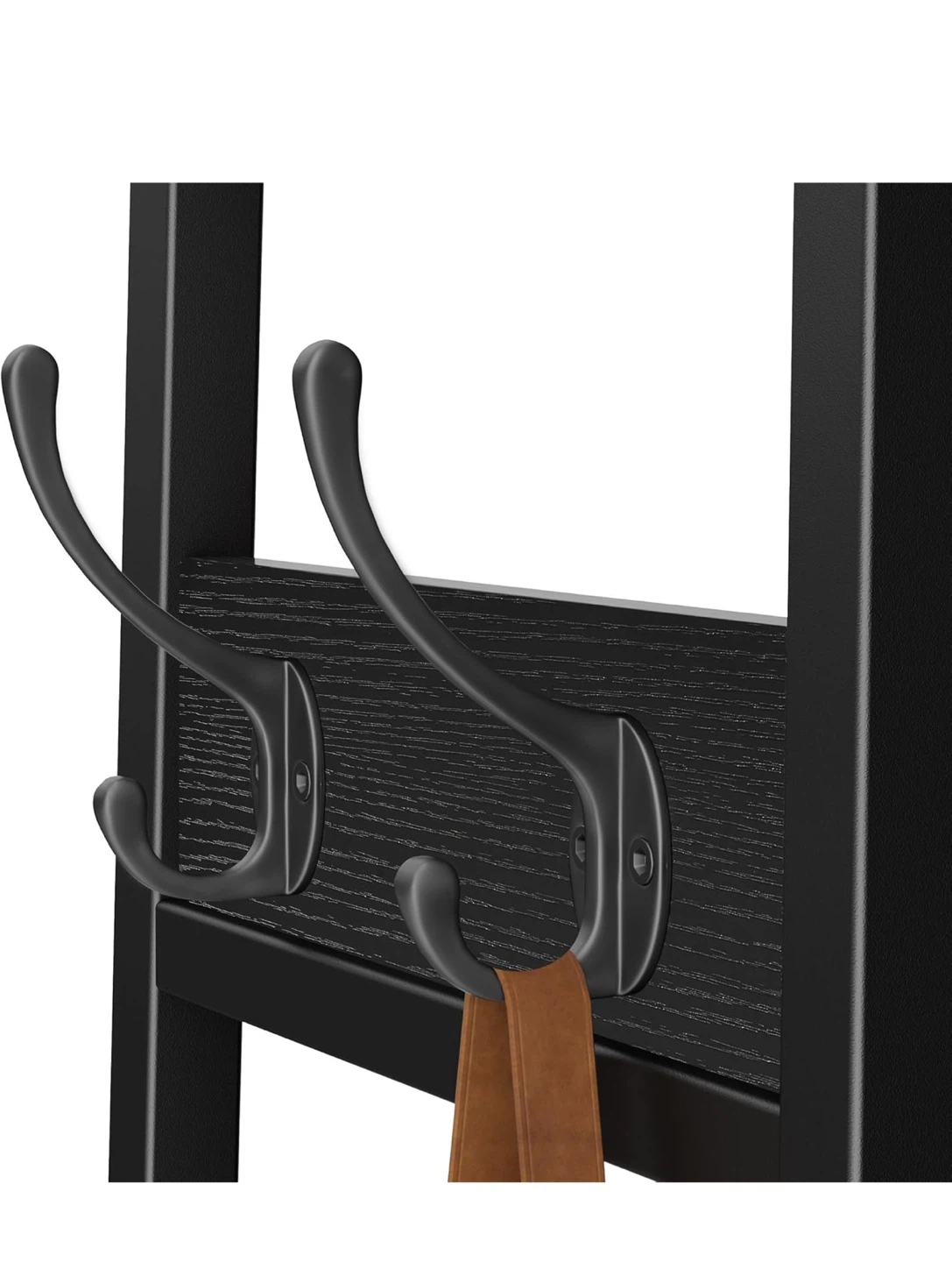 Black Freestanding Coat Rack with 3 Shelves and 7 Hooks - photo 4