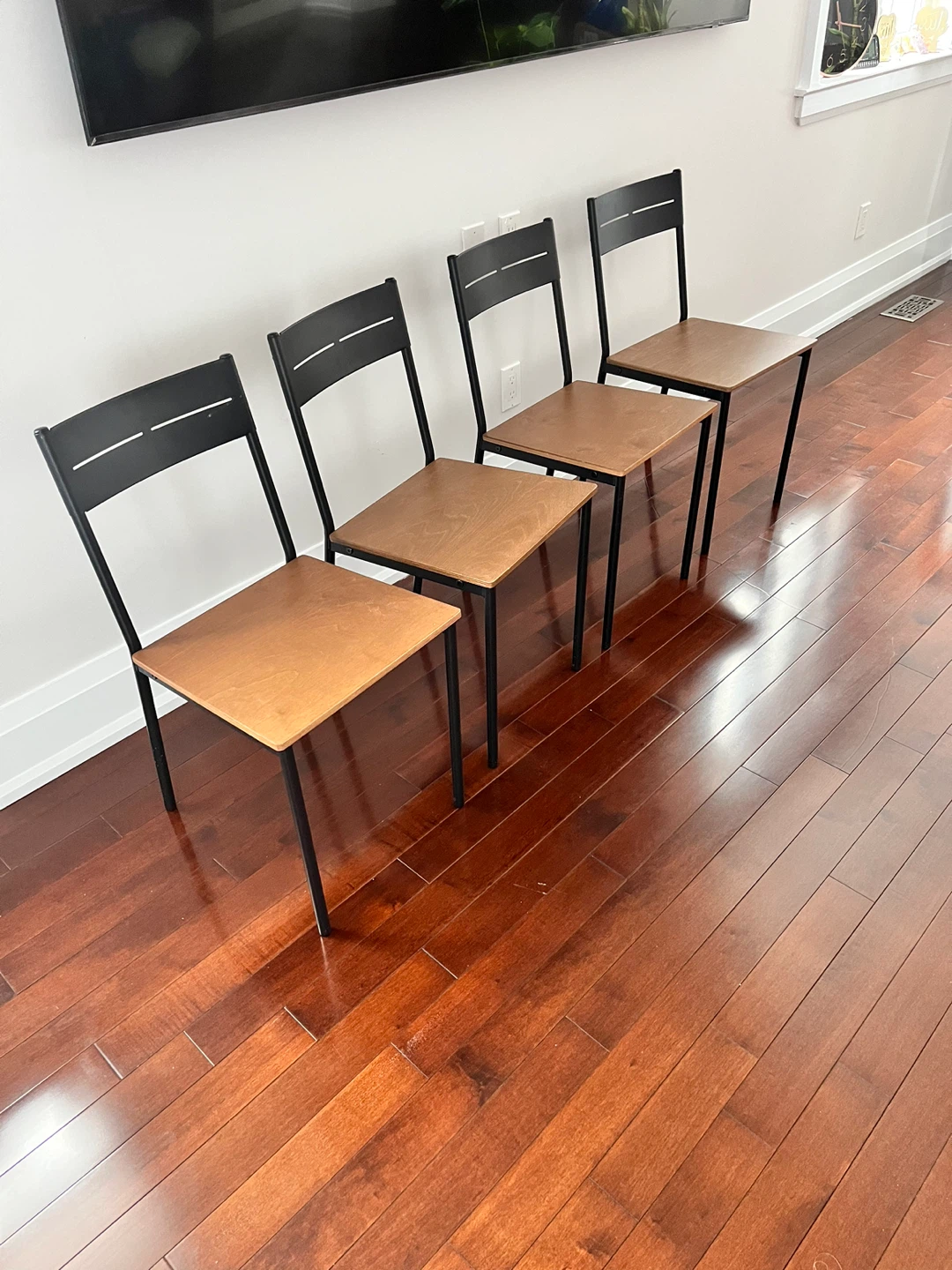 Set of 4 Modern Dining Chairs metal and wood - photo 4