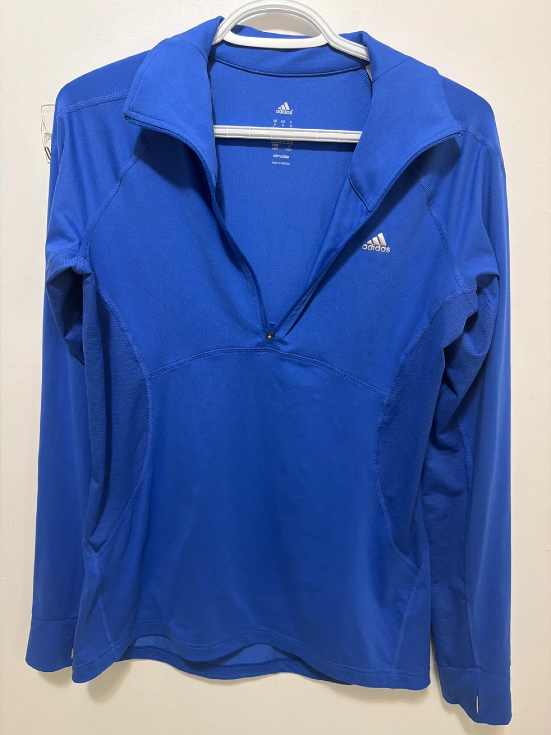 Adidas Climalite Blue 1/4 Zip Long Sleeve Athletic Shirt Size M