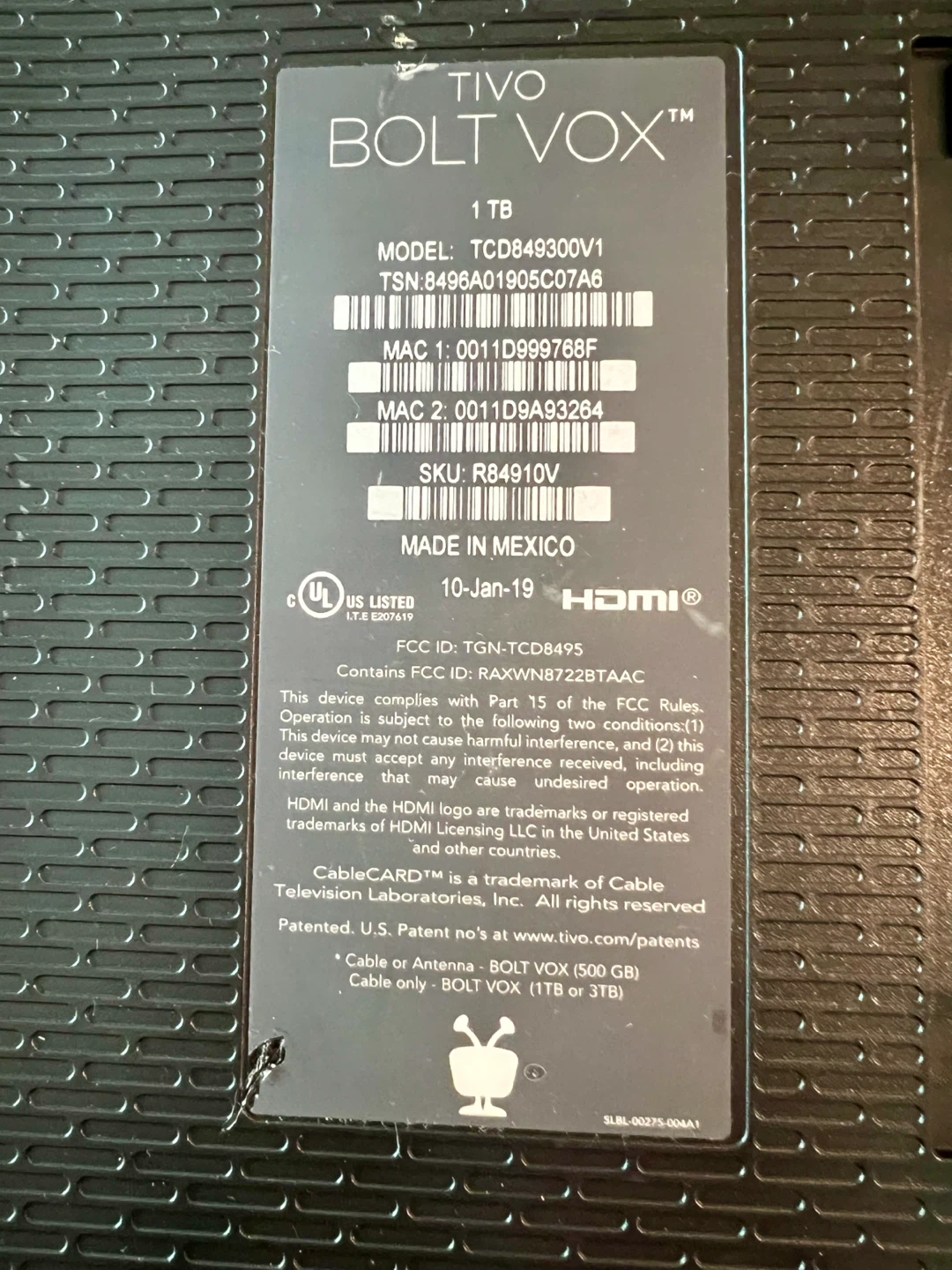 TiVo BOLT VOX 1TB DVR with Remote - photo 3