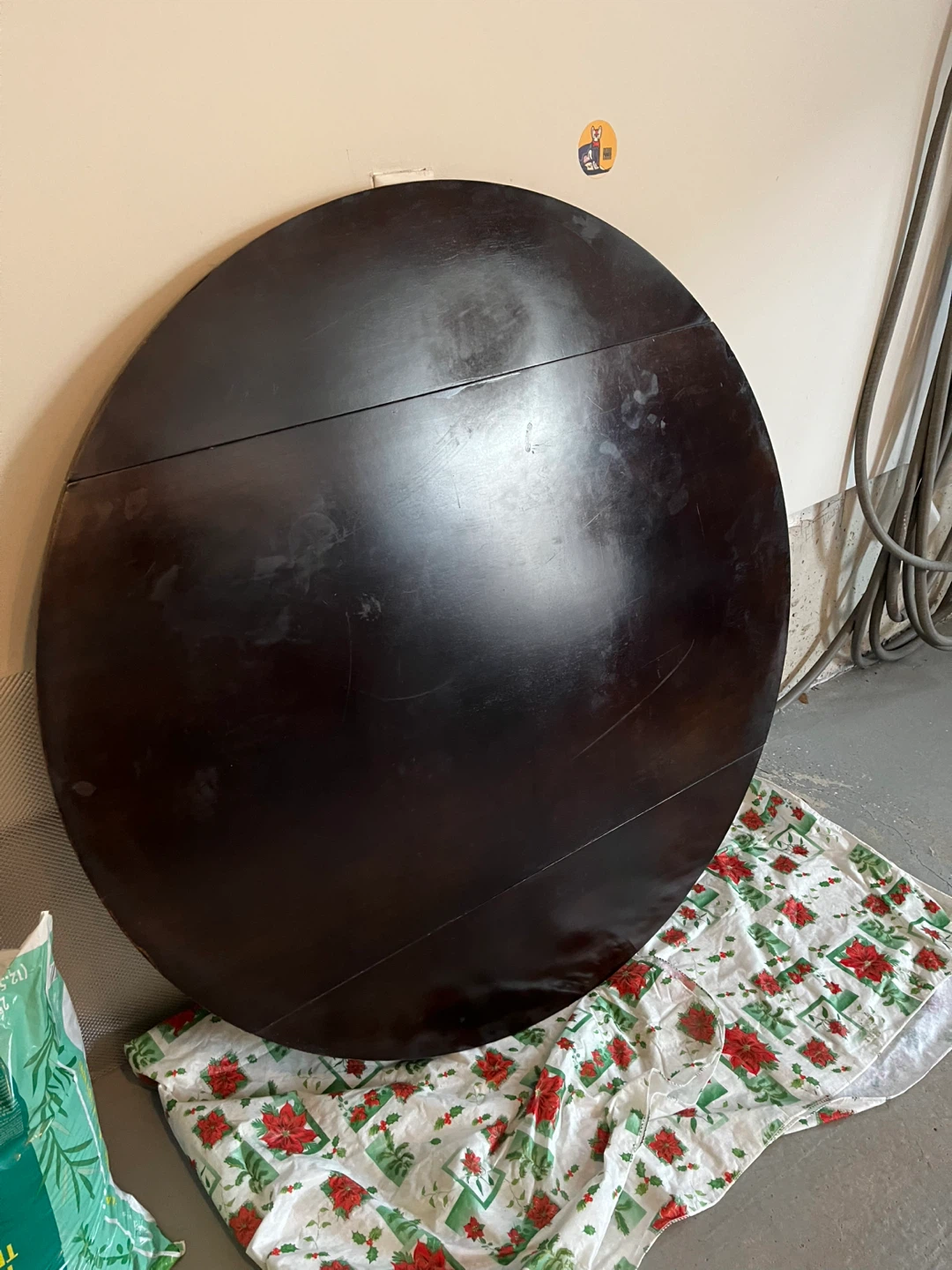 Round Drop Leaf Table Top - Dark Wood