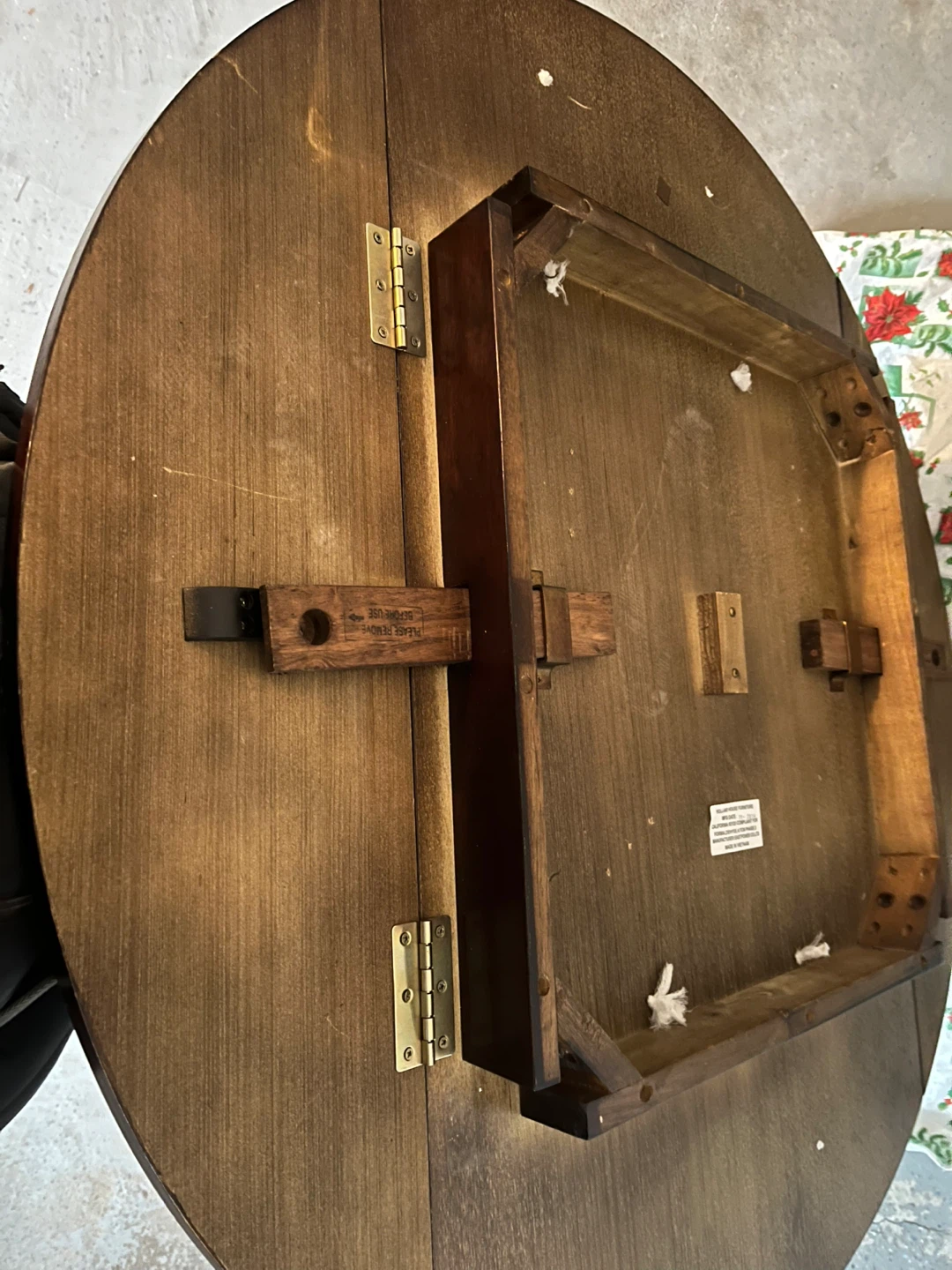 Round Drop Leaf Table Top - Dark Wood - photo 2