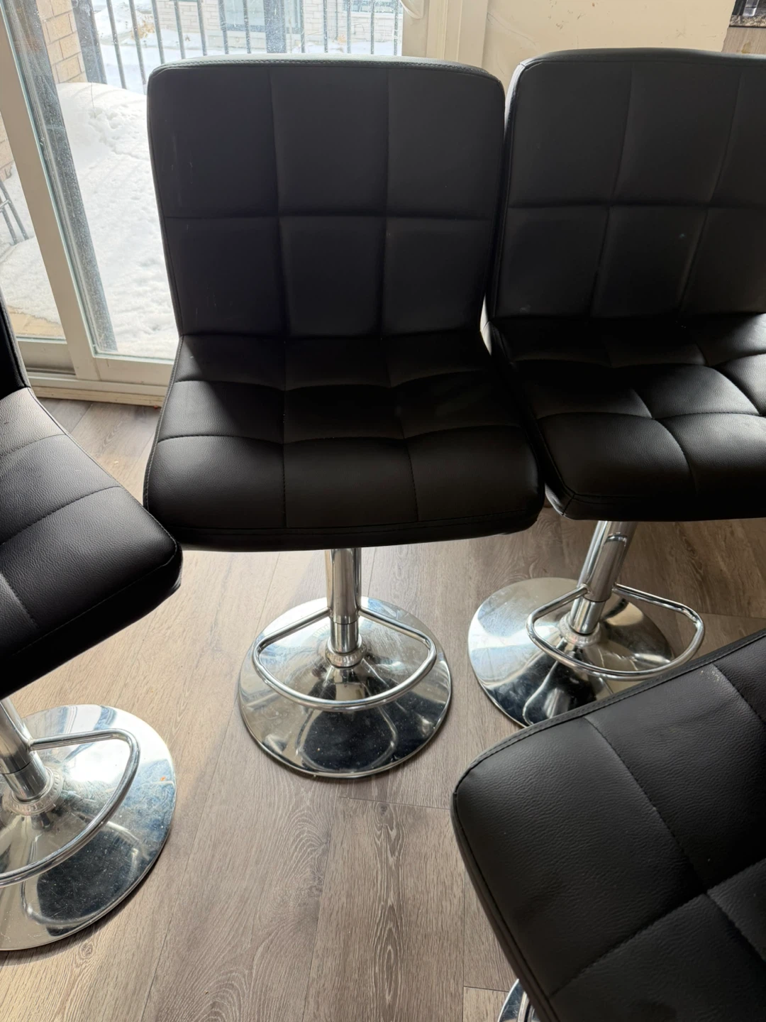 Set of 4 Black Adjustable Bar Stools - photo 2