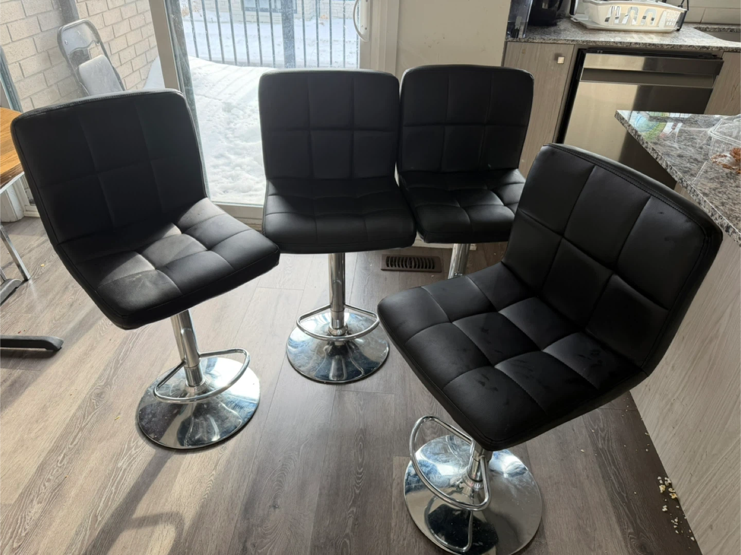 Set of 4 Black Adjustable Bar Stools
