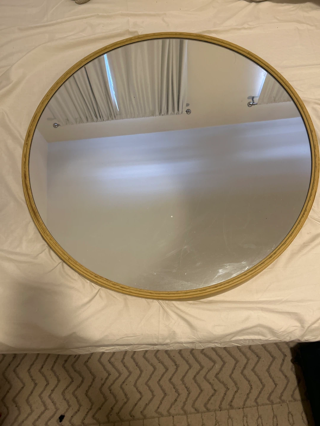 Round Wall Mirror with Bamboo Frame