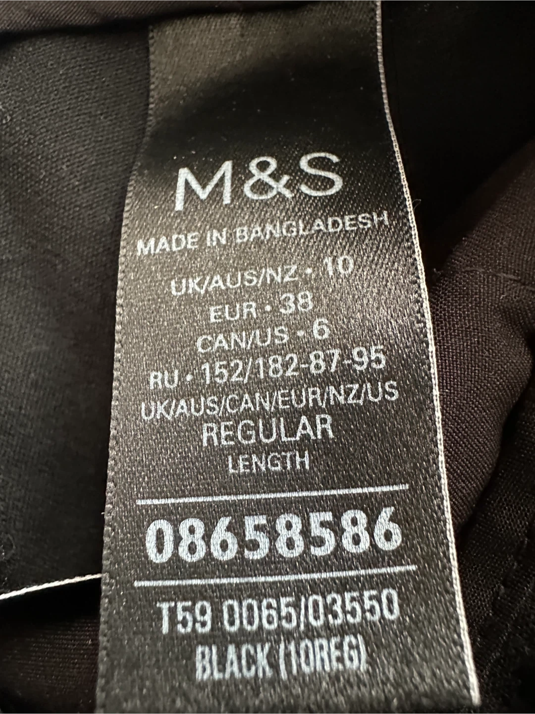 M&S Black Regular Length Trousers - Size 10 - photo 3