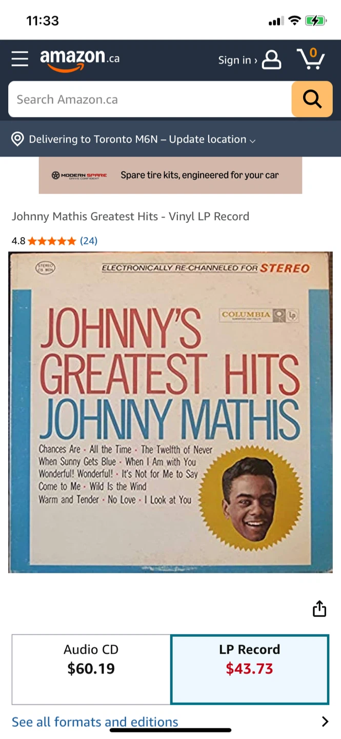 Johnny Mathis GREATEST HITS ! LP !