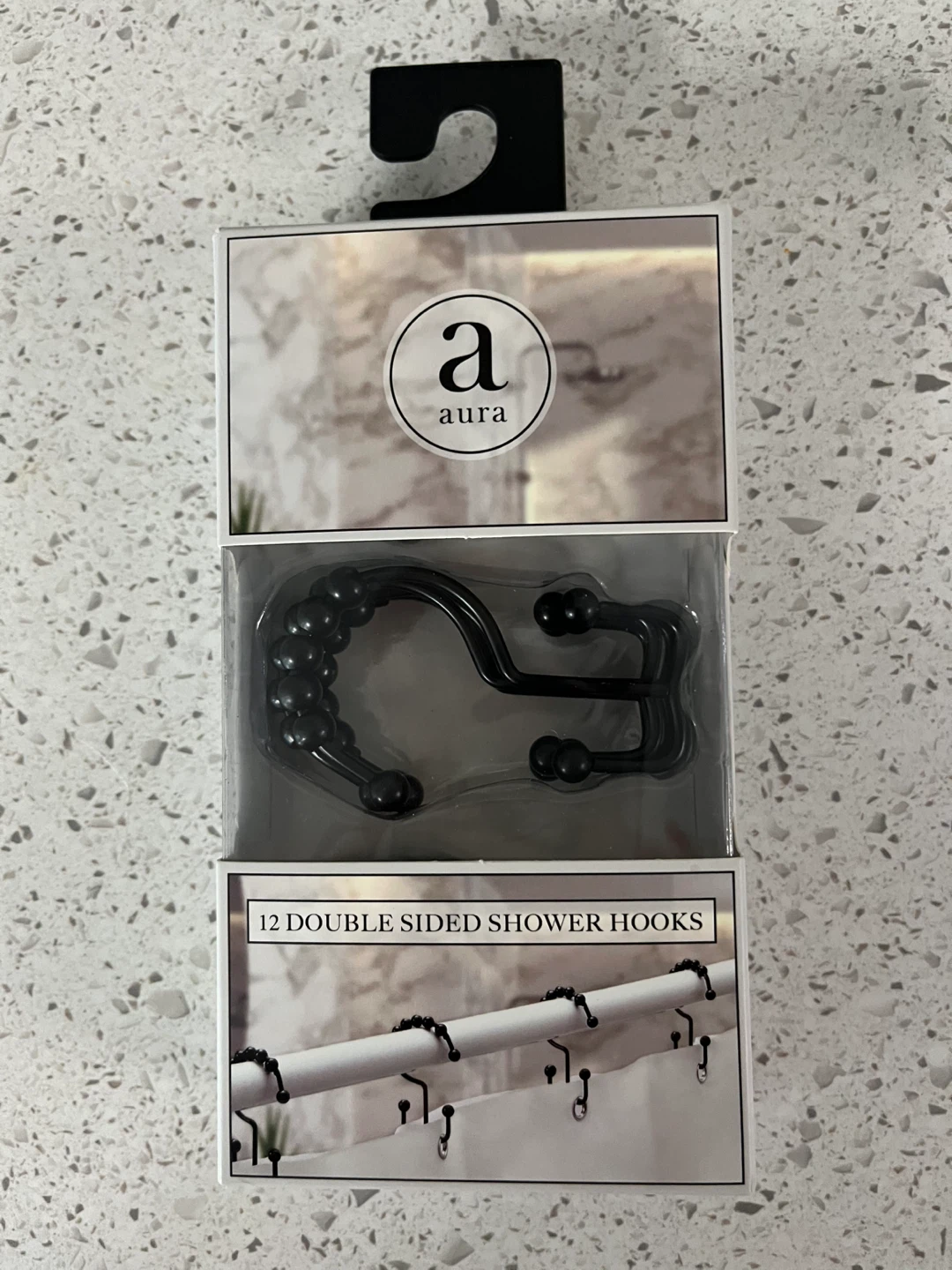 Aura 12 Double Sided Shower Hooks - Black