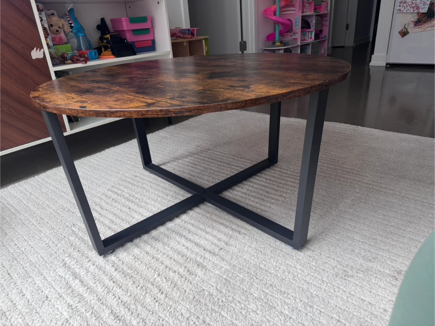 Oval Coffee Table with Wood-Look Top - photo 3