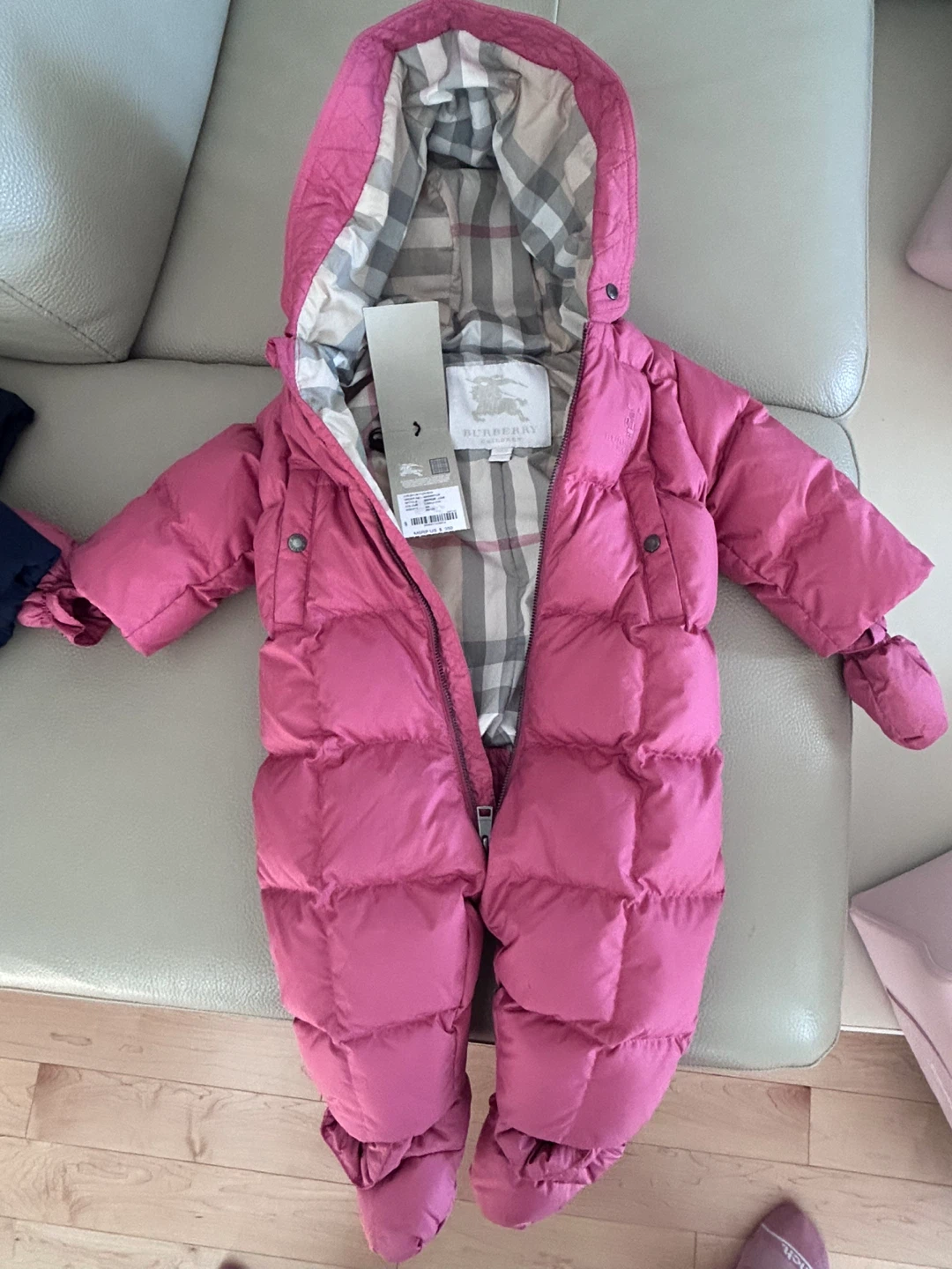 Burberry Pink Down Snowsuit - 9M