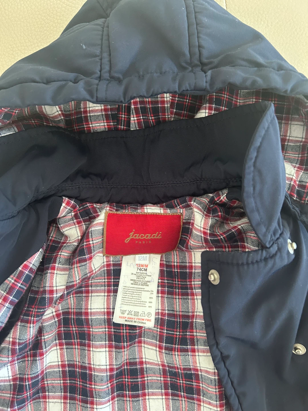 Jacadi Paris Navy Blue Hooded Winter Coat - 12M