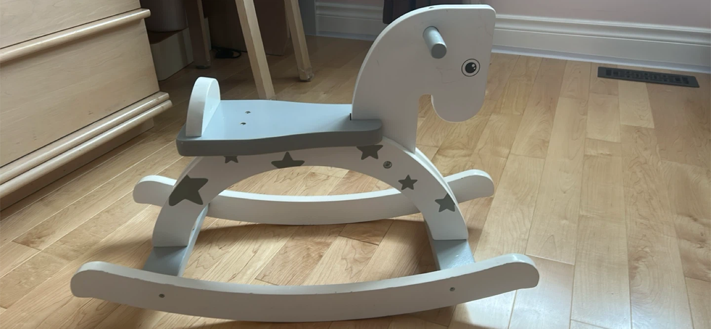 White and Grey Rocking Horse with Stars