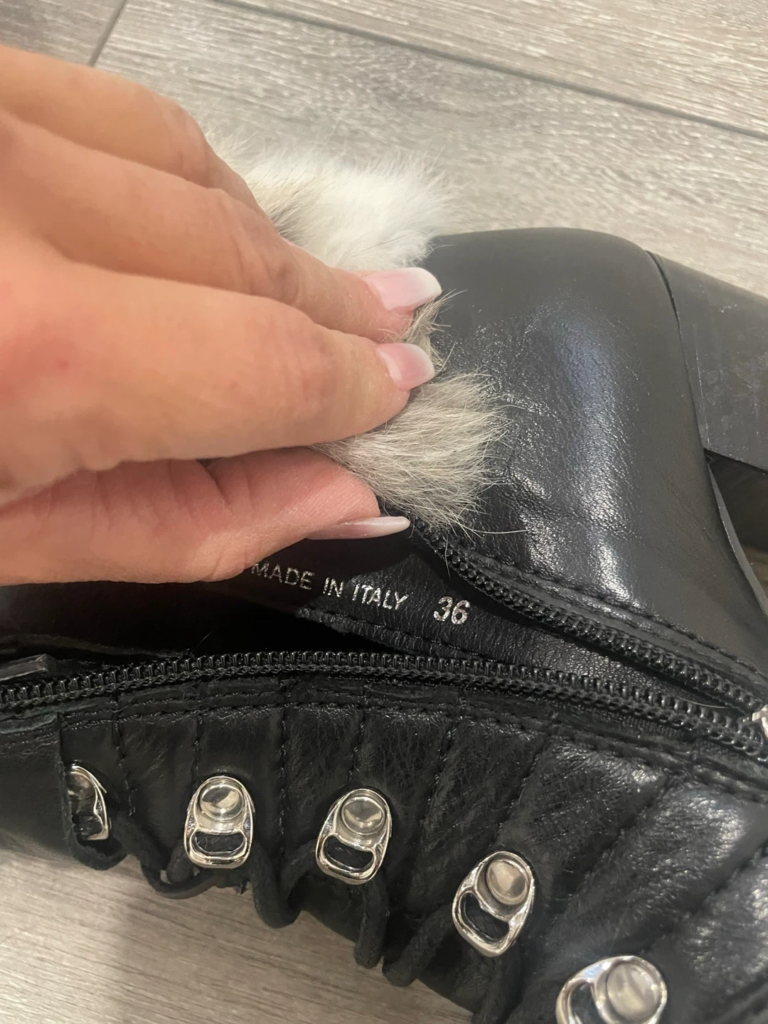 RUDSAK Black Leather Fur Trim Heeled Boots Size 36 - photo 4