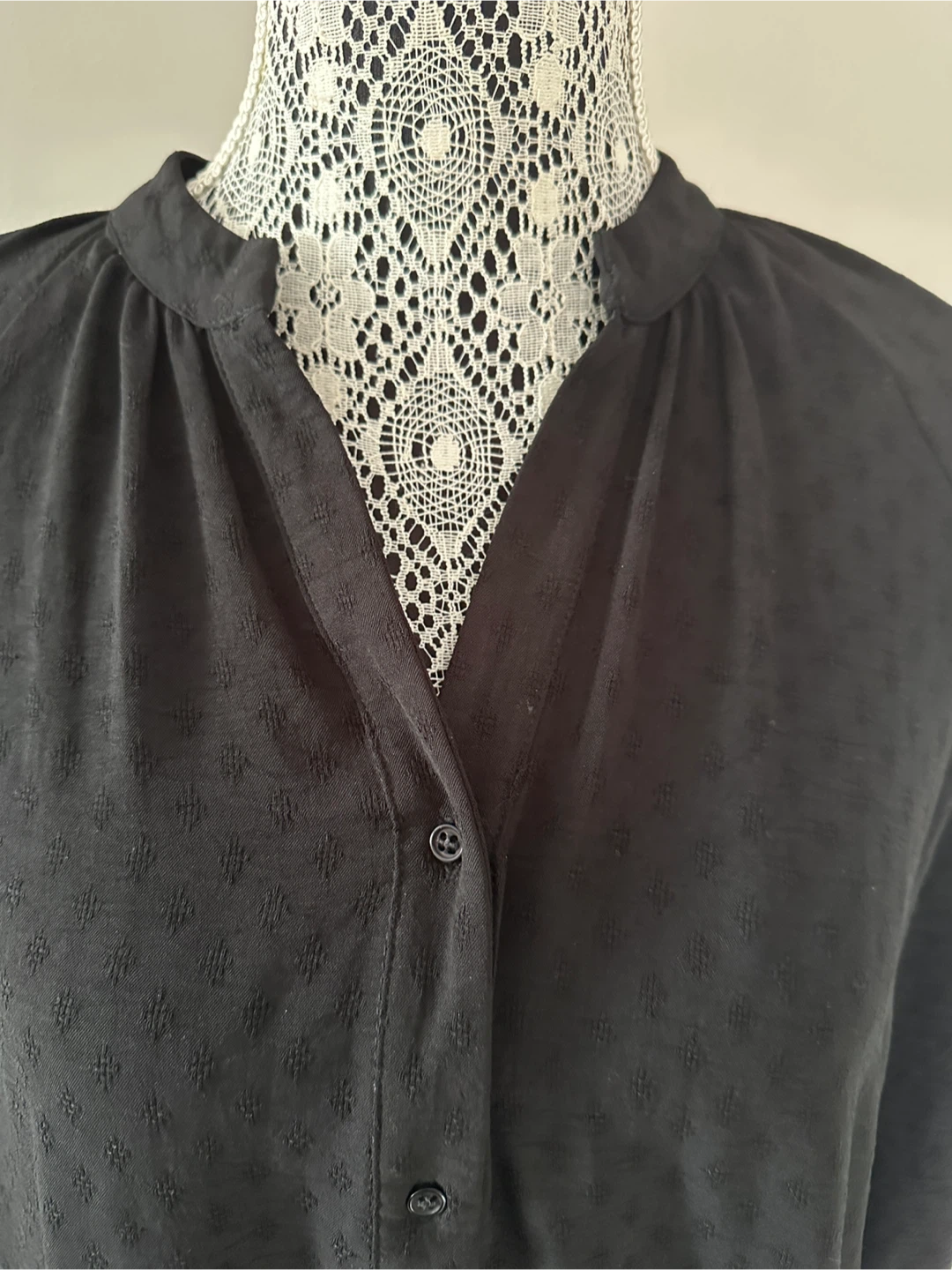M&W Collection Black Textured Button-Up Shirt Dress Size S - photo 2