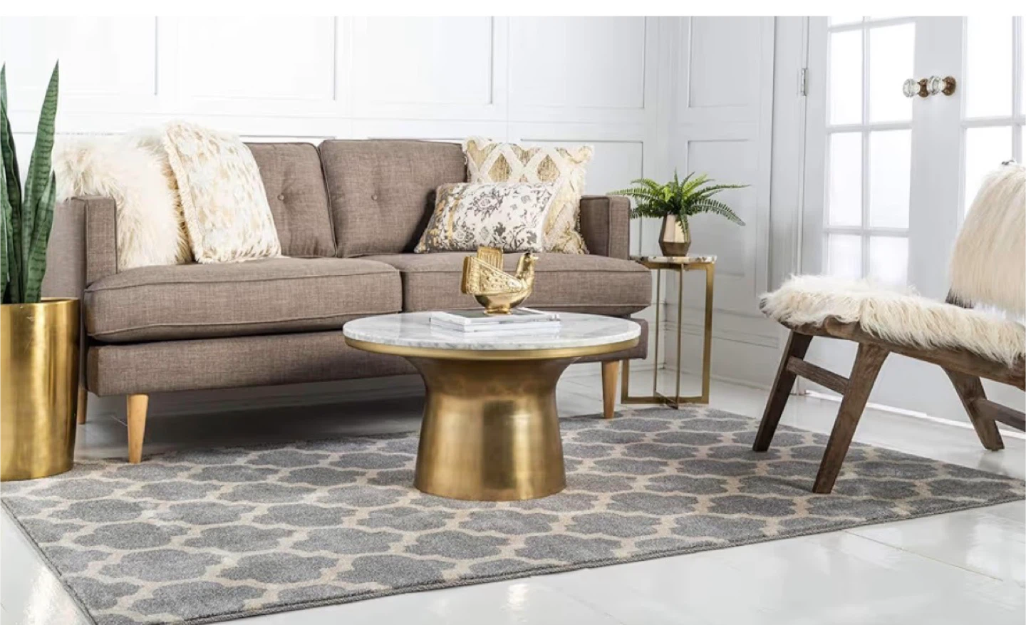 Gray Quatrefoil Area Rug - 7'1" x 10'