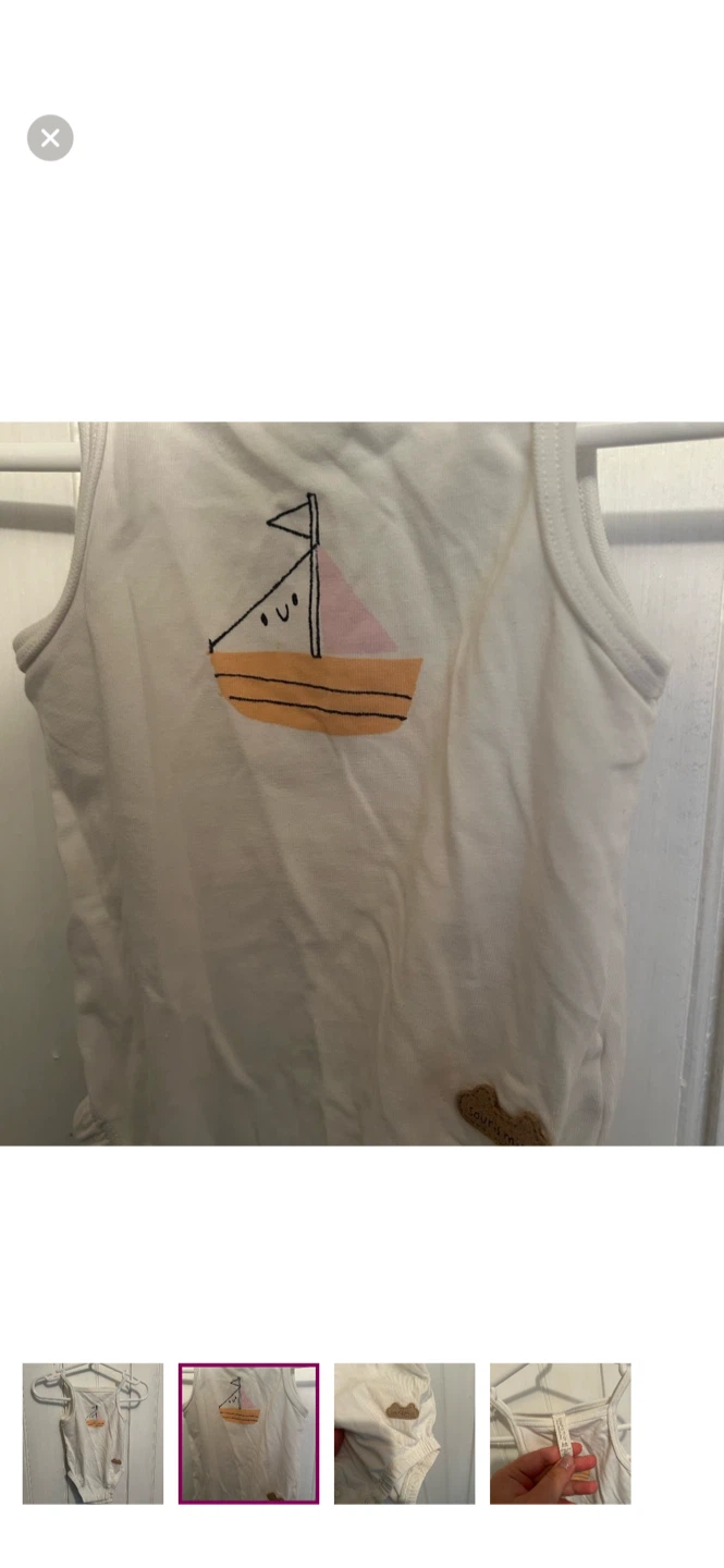 Souris Mini Baby Girls White Boat Print Bodysuit Size 3-6m - photo 2