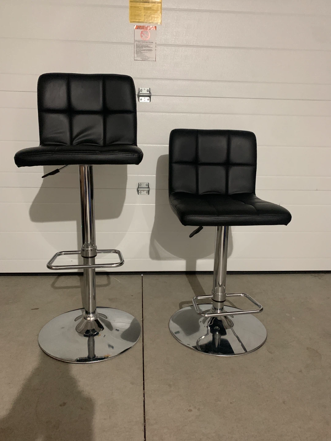 Black Faux Leather Bar Stools (Set of 2) - photo 2