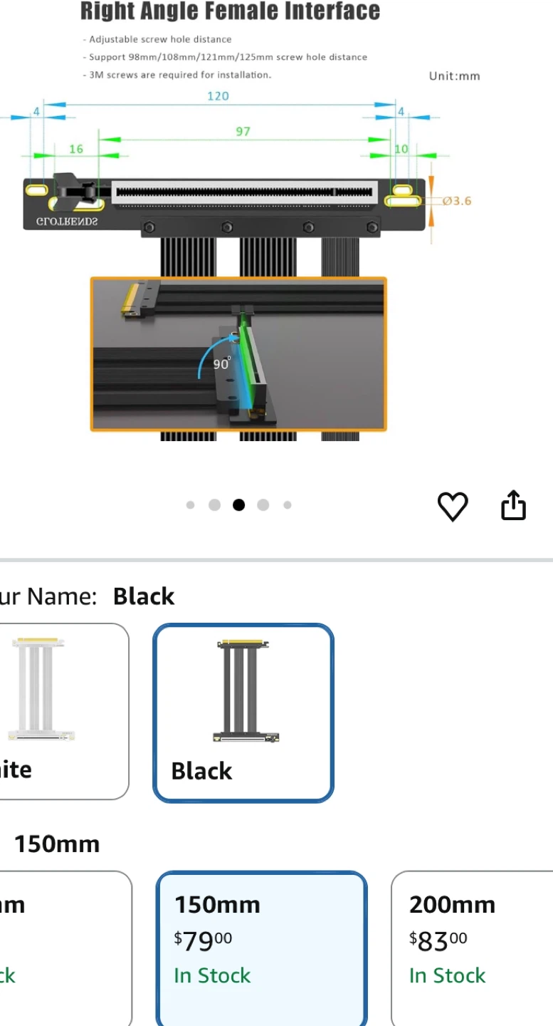 GLOTRENDS PCIe Riser Cable 150mm Black - photo 4