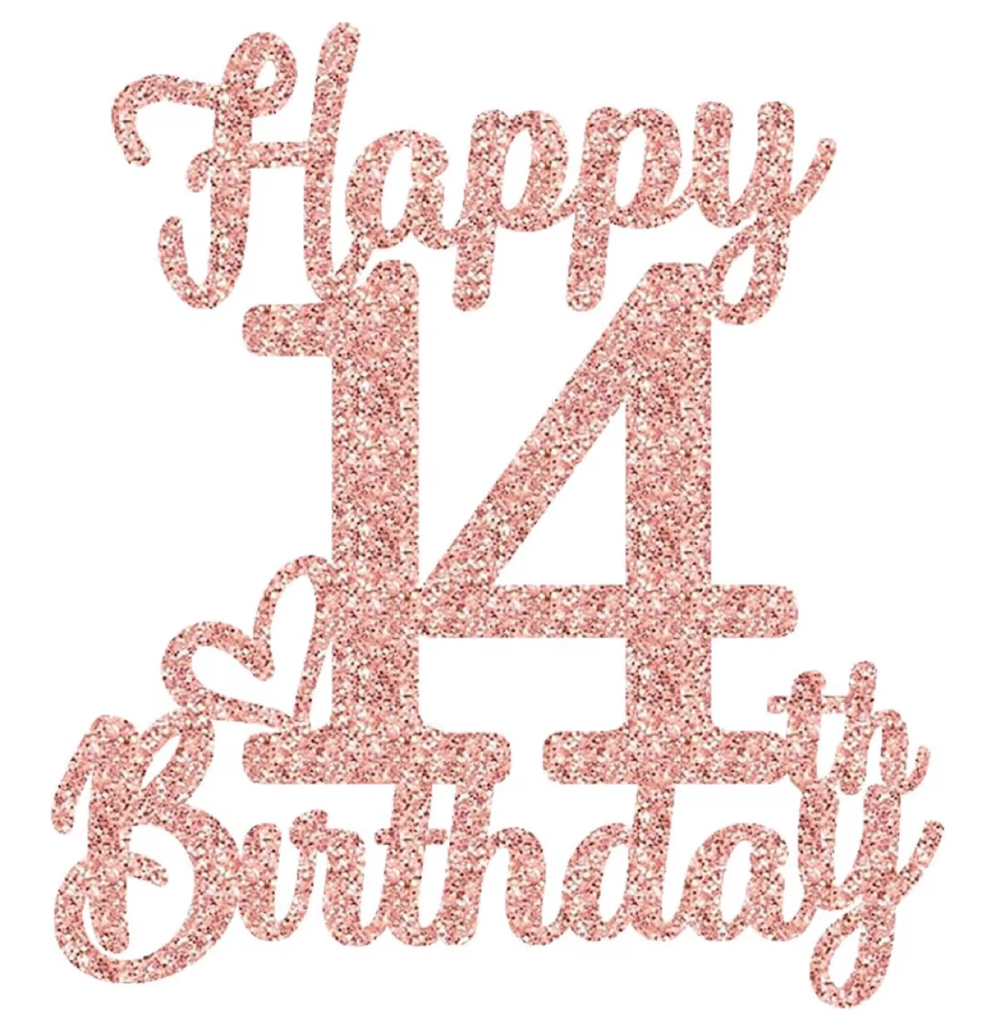 Rose Gold Happy 14th Birthday Cake Topper - photo 2