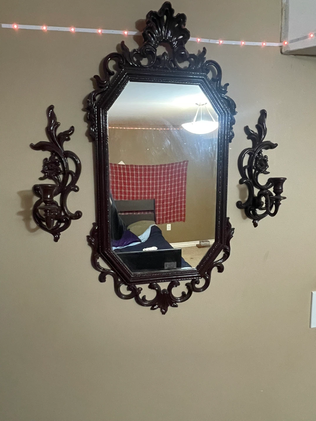 Syroco Ornate Wall Mirror with Candlestick Holders