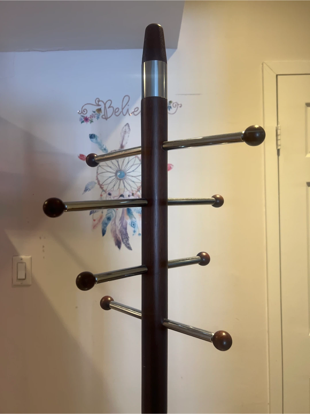 Wooden Coat Rack with Chrome Accents - photo 2