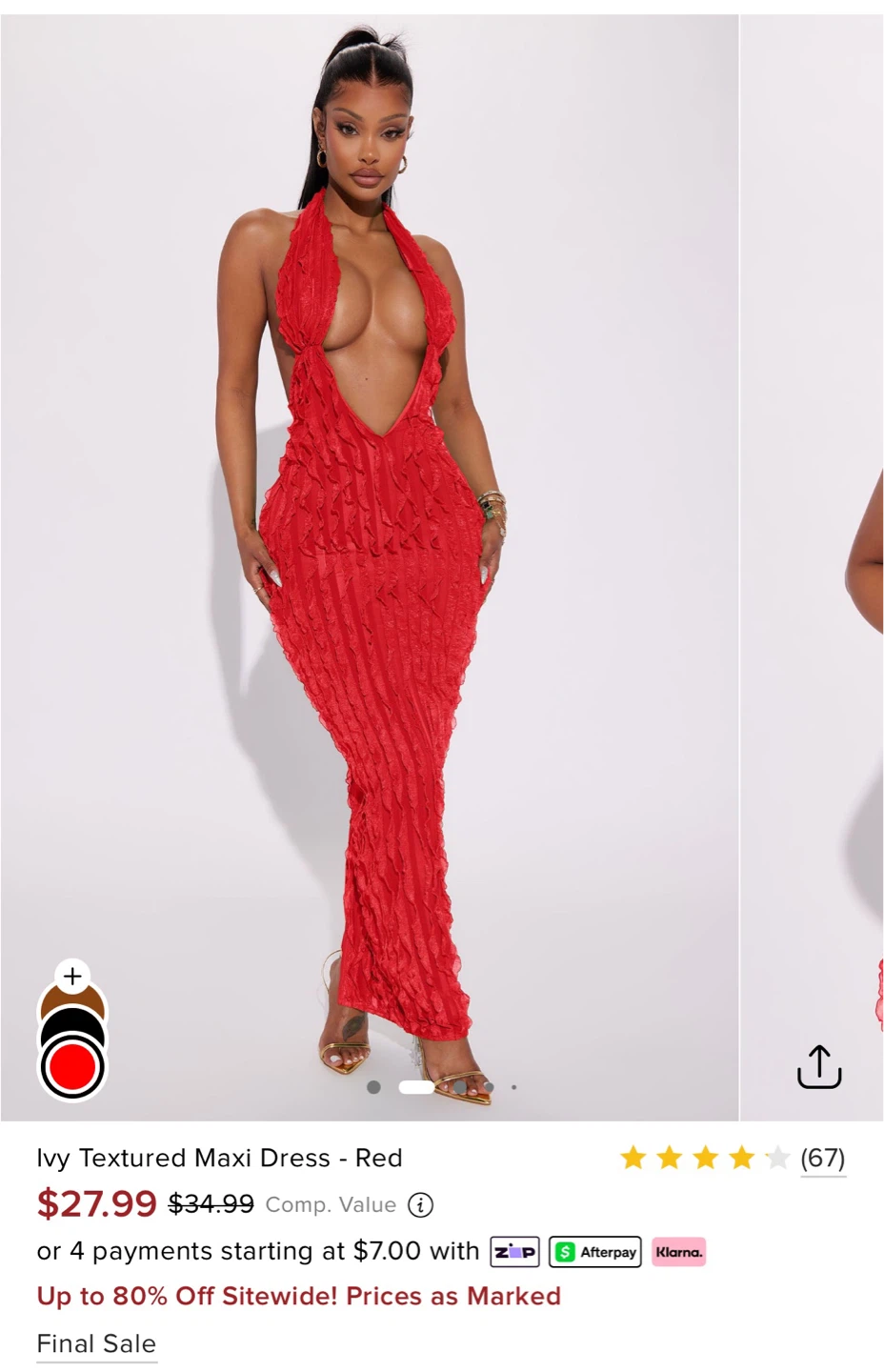 Ivy Textured Maxi Dress - Red - photo 2
