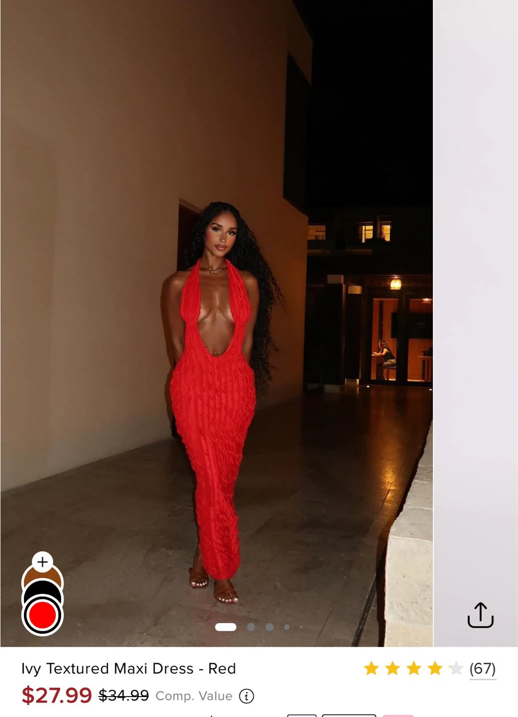 Ivy Textured Maxi Dress - Red